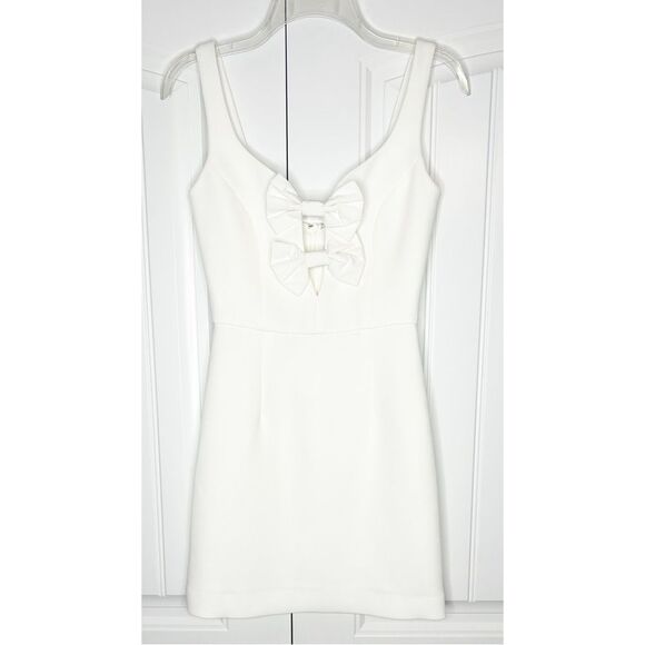 Rebecca Vallance Phoebe White Bow Front Mini Dress White US 0 Bridal Wedding - Picture 3 of 8